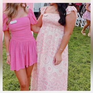 Pink and Cream Floral Maxi Dress